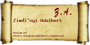 Zimányi Adalbert névjegykártya