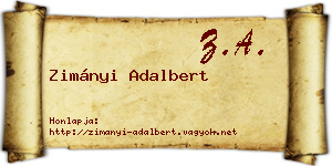 Zimányi Adalbert névjegykártya